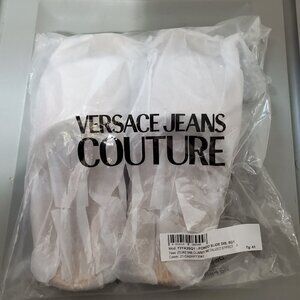 NEW VERSACE JEANS COUTURE Men's Gold Slide Sandals Shoes Size US 9.5 / EU 43